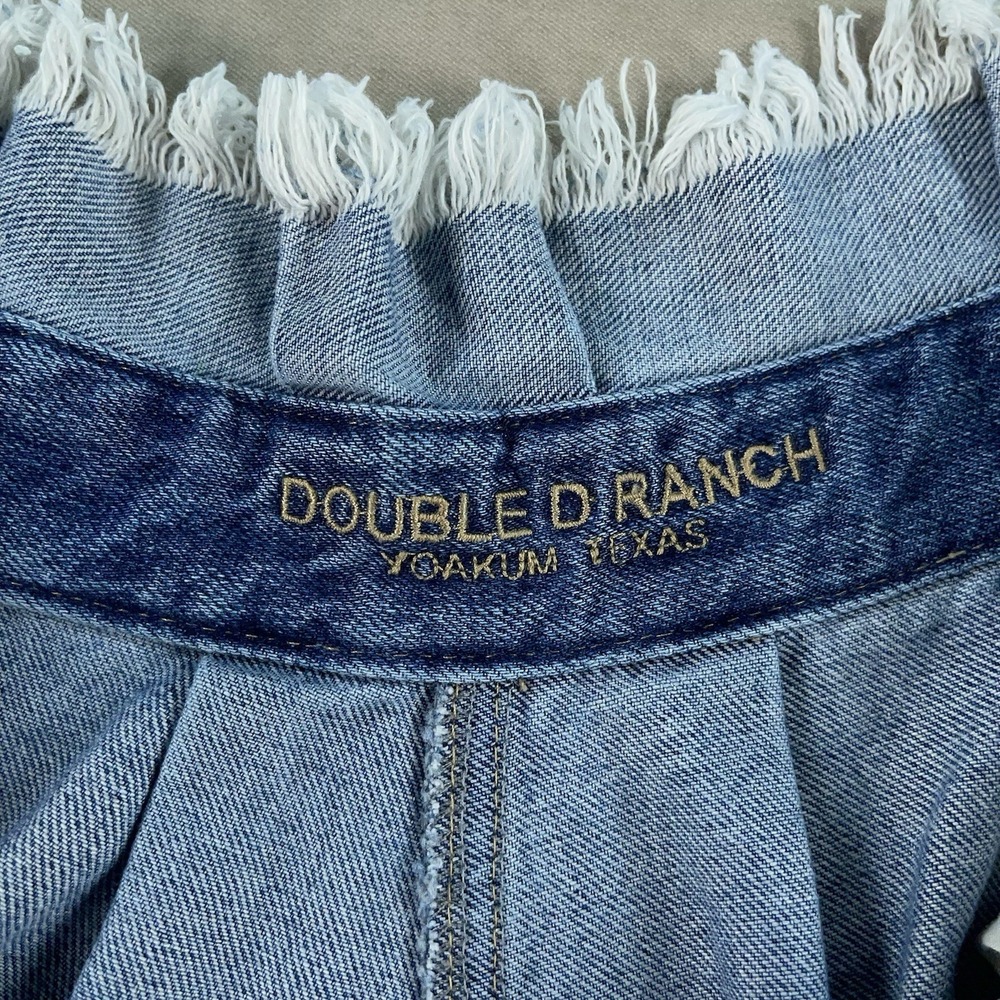 Double D Ranchwear Denim Tiered Prairie Skirt Women's 6 Western Boho Frayed Hem - Picture 5 of 11